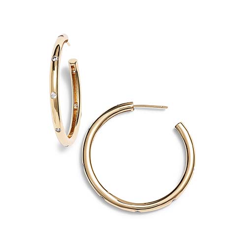 SMALL PAVE STUDDED HOOP - GOLD