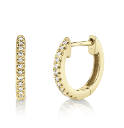 DIAMOND HUGGIE EARRINGS | 14K GOLD PLATED BRASS