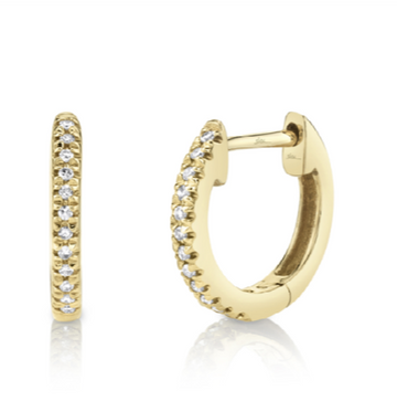 DIAMOND HUGGIE EARRINGS | 14K GOLD PLATED BRASS