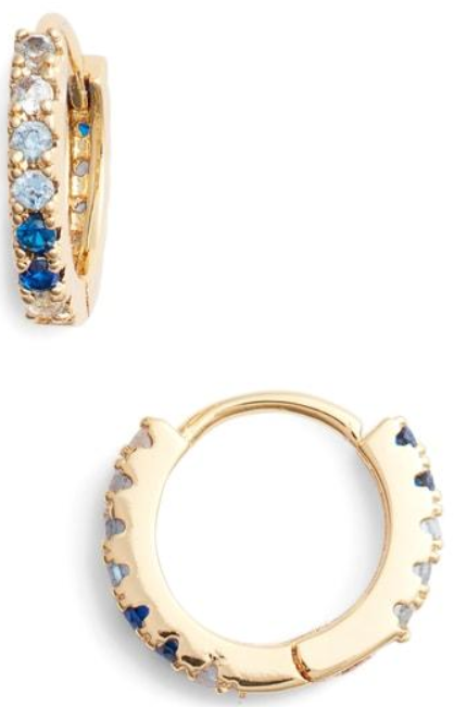 Blue Ombre Huggie Earrings | 14K GOLD PLATED BRASS