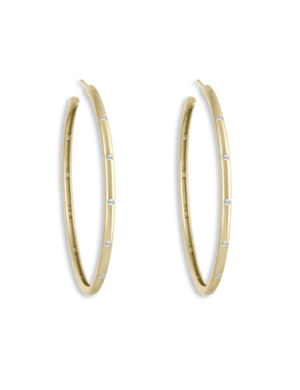 LARGE CLEAR PAVE STUDDED HOOP - GOLD