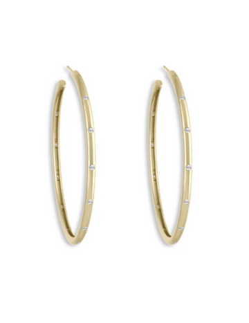 LARGE CLEAR PAVE STUDDED HOOP - GOLD