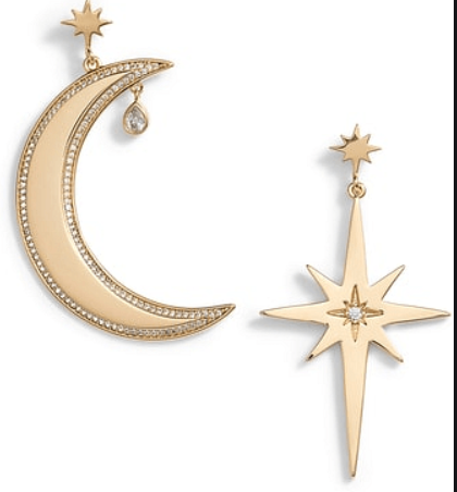 MOON AND STAR LARGE EARRINGS - GOLD