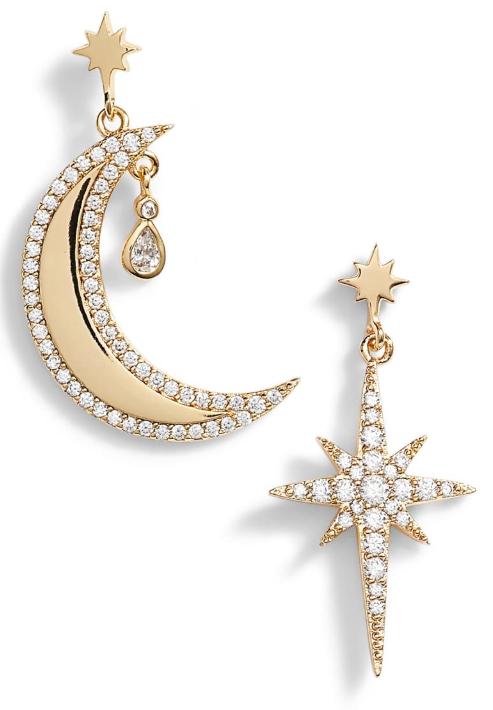 MOON AND STAR PETITE EARRINGS - GOLD
